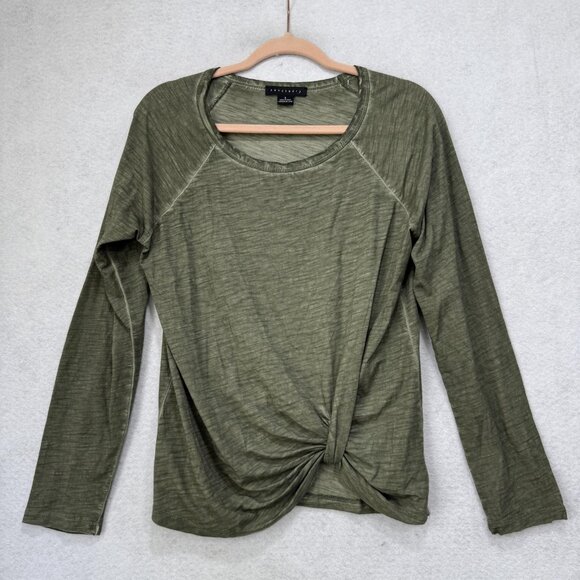 Sanctuary Shirt Womens Small Green Long Sleeve Twist Knot Front Casual Top - Picture 1 of 8